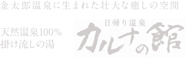 金太郎温泉に生まれた壮大な癒しの空間　天然温泉100％掛け流しの湯　カルナの館